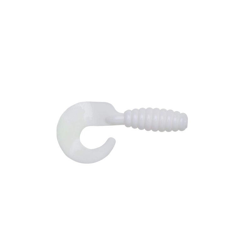 Yum Lures Grub Multi-Species Curly-Tail Swim-Bait Fishing Lure, White, 2" (18 Pack) - Image 1